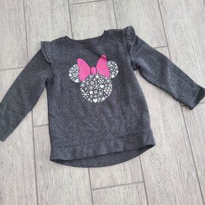 Disney Jumping Beans Minnie Mouse Fleece Sweatshirt Gray Pink Size 3T